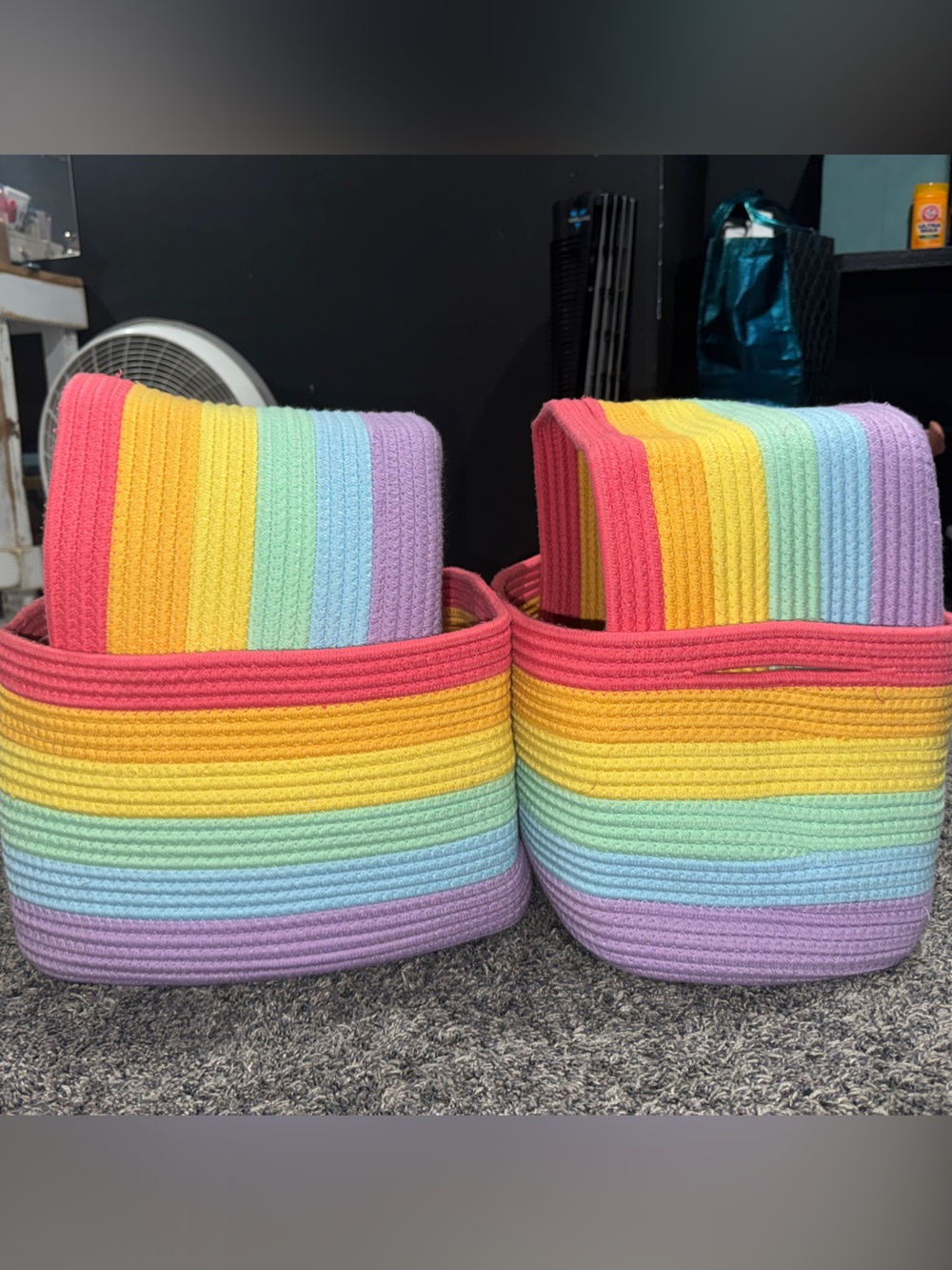 Colorful Rainbow Rope Storage Bins - Set of 4